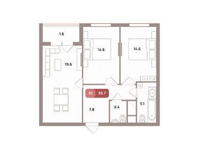 2-комнатная 65.70 кв.м, ЖК «Проспект 39» (District 39), 22 537 293 руб.