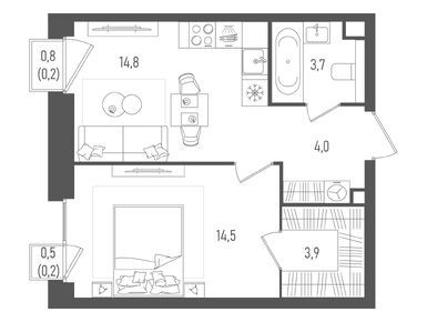 1-комнатная 41.30 кв.м, ЖК PAVE (Пэйв), 25 226 040 руб.