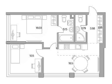 Планировки двухкомнатные в ЖК MYPRIORITY Мневники (Май Приорити Мневники)