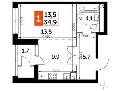 Студия 34.90 кв.м, ЖК «Скай Гарден», 17 399 744 руб.