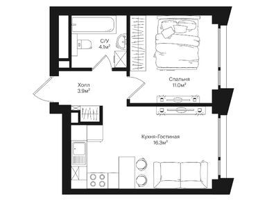 1-комнатная 35.30 кв.м, ЖК Rakurs (Ракурс), 22 768 606 руб.