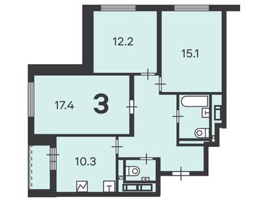 Планировки трехкомнатные в Жилой дом «Малая Очаковская ул., д. 7»