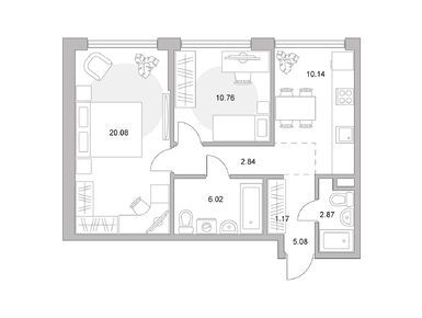 Планировки двухкомнатные в ЖК MYPRIORITY Мневники (Май Приорити Мневники)