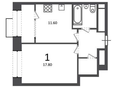 1-комнатная 41.10 кв.м, Жилой дом «Клинская ул., д. 2А», 17 638 013 руб.