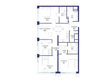 Планировки четырехкомнатные в ЖК «Остров»