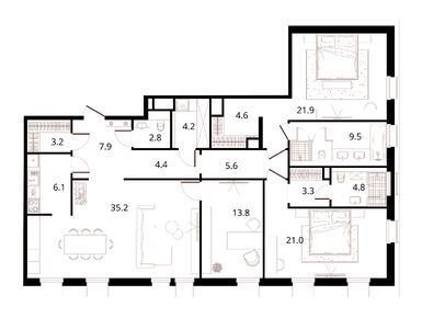 3-комнатная 148.30 кв.м, Клубный дом «Левшинский, 19», 425 524 605 руб.