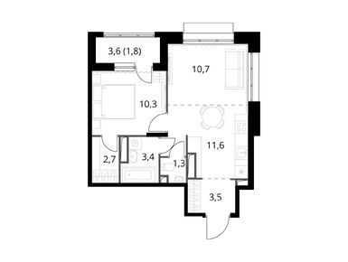 Планировки двухкомнатные в ЖК «1-й Саларьевский» (Первый Саларьевский)