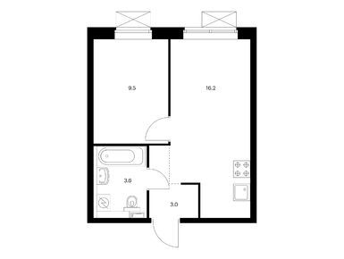 Планировки однокомнатные в Ютаново