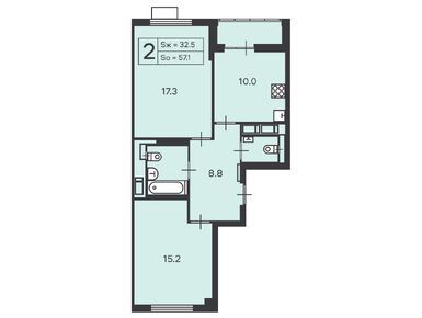 Планировки двухкомнатные в Жилой дом «Амурская ул., д. 1, к. 1»