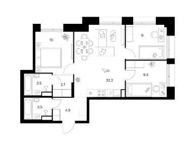 Планировки трехкомнатные в Онежский вал