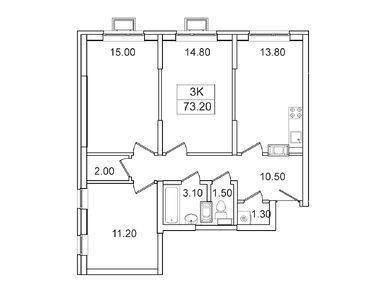 Планировки трехкомнатные в ЖК «Видный берег-2»