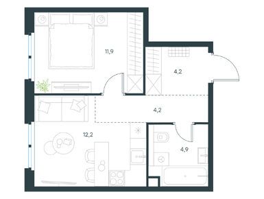 1-комнатная 37.40 кв.м, Level Нижегородская, 20 217 853 руб.
