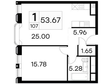 1-комнатные 53.67 кв.м, Клубный дом GloraX Premium Белорусская (Глоракс Премиум Белорусская), 31 189 999 руб.