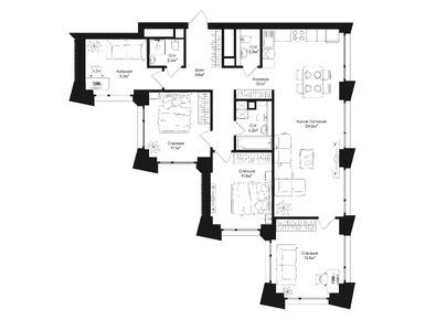 Планировки четырехкомнатные в ЖК Rakurs (Ракурс)