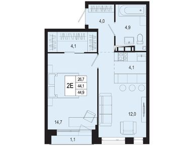 Планировки двухкомнатные в ЖК «Новая Щербинка»