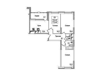 Планировки трехкомнатные в ЖК «Рассказово»