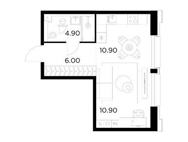 1-комнатная 32.70 кв.м, ЖК «Яркий квартал Injoy» (Инджой), 21 999 000 руб.