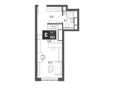 Планировки студии в Жилой комплекс AFI Tower (АФИ Тауэр)