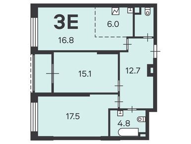Планировки трехкомнатные в Жилой дом «Клинская ул., д. 2А, к. 7»