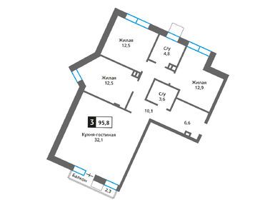 Планировки трехкомнатные в Прайм квартал «Отрада на реке»