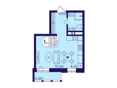 Студия 27.90 кв.м, ЖК «Героев», 6 810 390 руб.