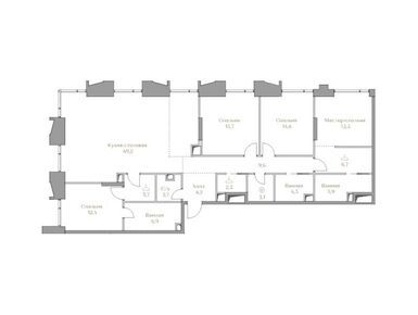 Планировки четырехкомнатные в ЖК Luzhniki Collection (Коллекция Лужники)