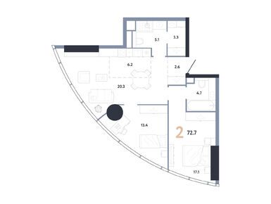 Планировки двухкомнатные в ЖК «Аурус Резиденции»