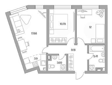 Планировки трехкомнатные в ЖК «Тринити»