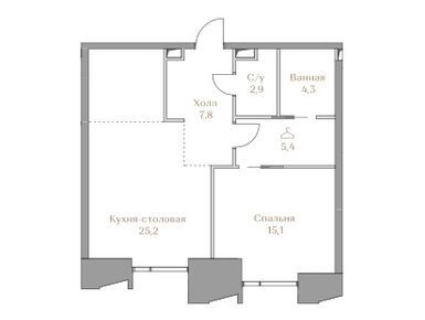1-комнатная 60.70 кв.м, ЖК «Коллекция Лужники», 122 696 000 руб.