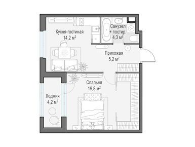 Планировки двухкомнатные в ЖК «Новое Медведково»