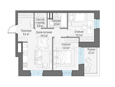 Планировки двухкомнатные в Квартал Foriver (Форивер)