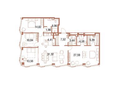 Планировки четырехкомнатные в ЖК Symphony 34 (Симфония 34)