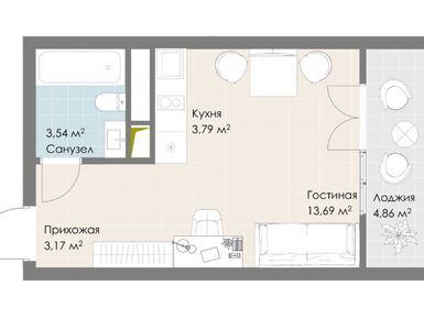 Планировки студии в ЖК «Дюна»