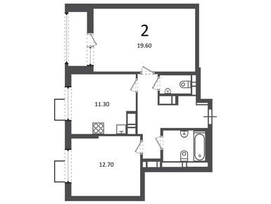 Планировки двухкомнатные в Жилой дом «Никитинская ул., д. 5»