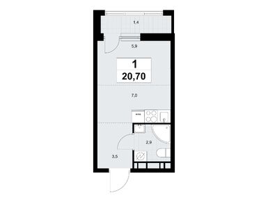 Студия 20.70 кв.м, Жилой район «Родные кварталы», 8 331 543 руб.