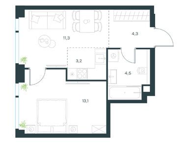 Планировки двухкомнатные в Level Мичуринский