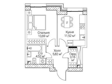 Планировки однокомнатные в ЖК SEZAR CITY (Сезар Сити)
