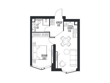 1-комнатная 38.60 кв.м, ЖК Ice Towers (Айс Тауэрс), 32 997 407 руб.