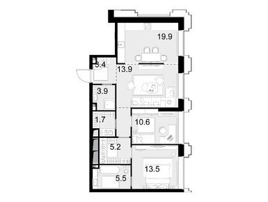 Планировки трехкомнатные в ЖК «Высотка на Жукова»
