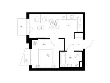 1-комнатная 32.10 кв.м, Онежский вал, 16 794 720 руб.