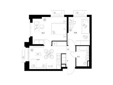 Планировки двухкомнатные в Середневский лес