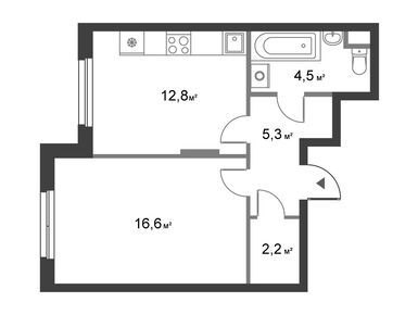 1-комнатная 41.30 кв.м, Миниполис «Восемь Кленов», 10 673 508 руб.