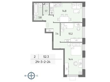 Планировки двухкомнатные в ЖК «Лучи»