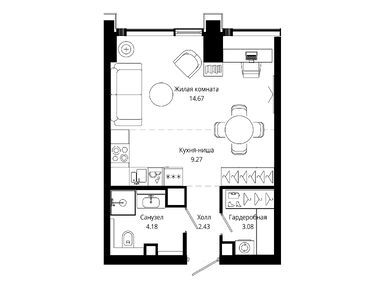 Студия 33.60 кв.м, ЖК MOD (Мод), 18 715 200 руб.