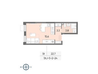 Студия 22.70 кв.м, ЖК «Лучи», 11 760 597 руб.