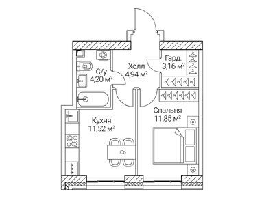 1-комнатная 35.67 кв.м, ЖК SEZAR CITY (Сезар Сити), 22 472 100 руб.