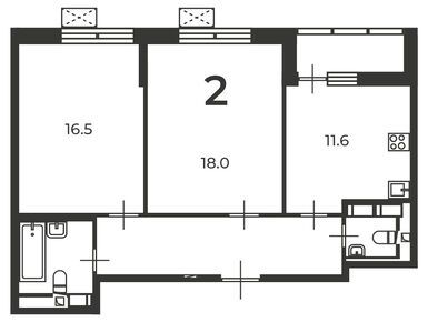 2-комнатная 63.00 кв.м, Жилой дом «Полярная ул., д. 4, к. 1», 26 251 861 руб.