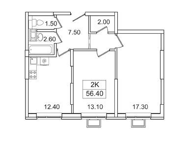Планировки двухкомнатные в ЖК «Видный берег-2»