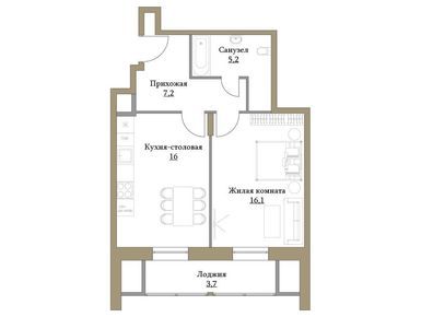 Планировки однокомнатные в ЖК «Большая семерка»