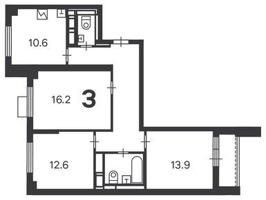 3-комнатная 73.80 кв.м, Жилой дом «Ставропольская ул., д. 4/2», 19 394 640 руб.